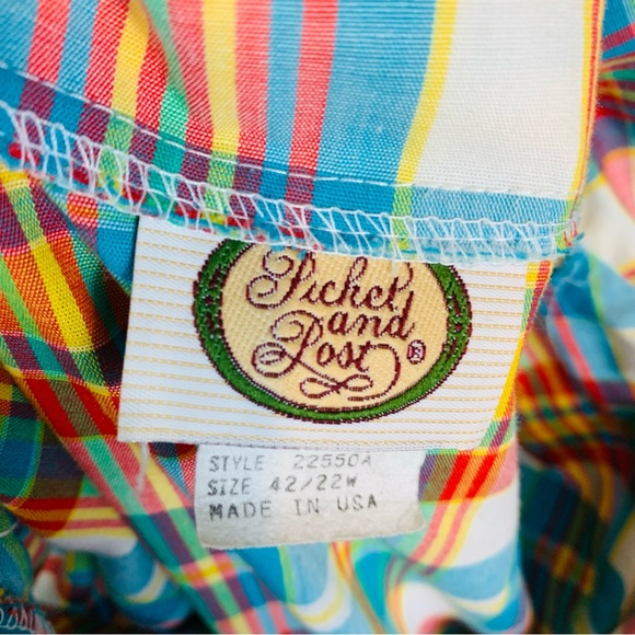 ❌SOLD❌ Y2K Picket & Post Plus Size 22W Button Down Plaid Shirt Top Sleeveless - Picture 6 of 7